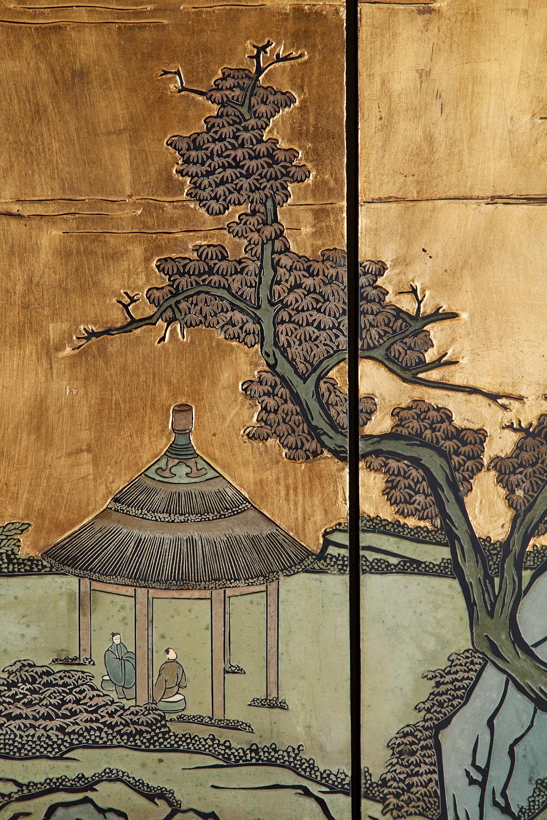 Chinese Export Six-Panel Gold Leaf Coromandel Screen 9