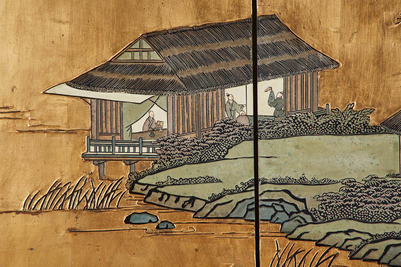 Chinese Export Six-Panel Gold Leaf Coromandel Screen 12