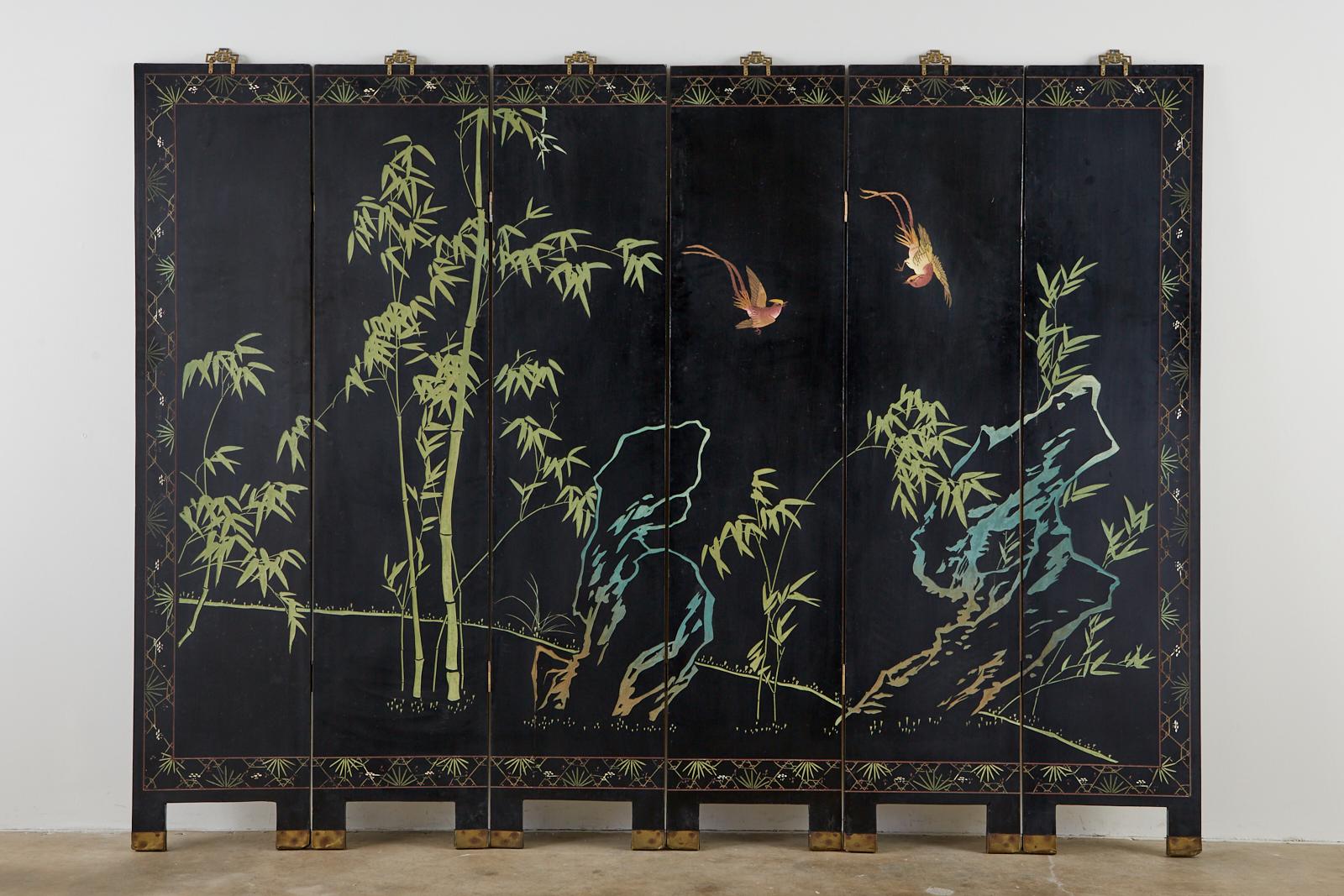 Chinese Export Six-Panel Gold Leaf Coromandel Screen 13