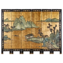 Chinese Export Six-Panel Gold Leaf Coromandel Screen