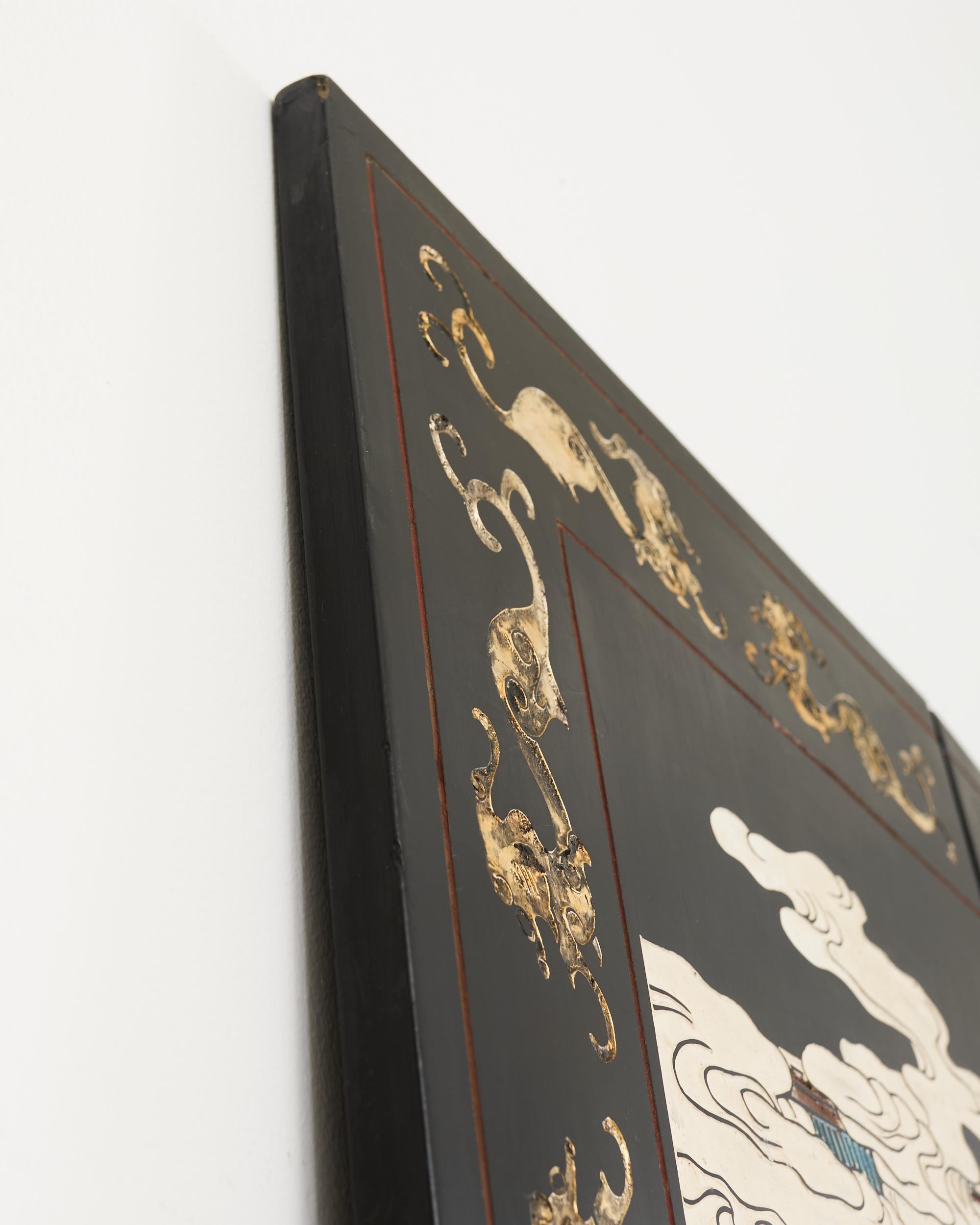 Chinese Export Sechs Panel lackiert Coromandel Bildschirm Hof im Angebot 8