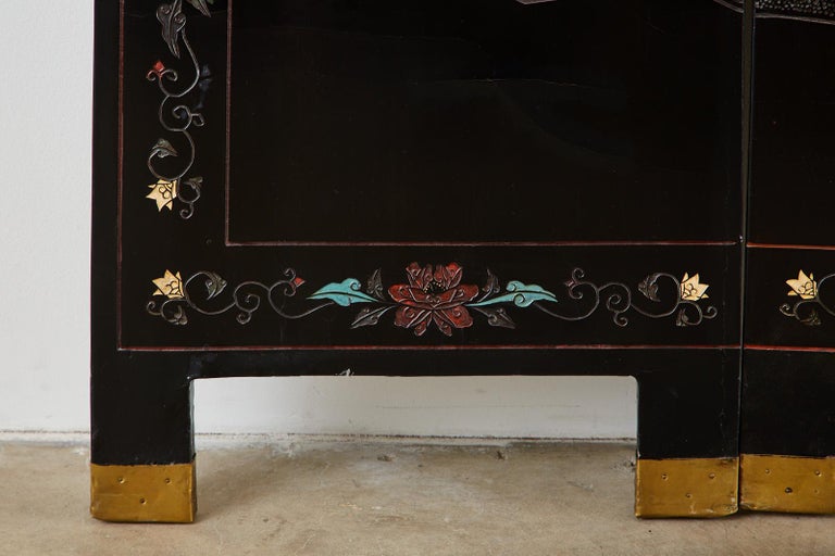 Chinese Export Six-Panel Lacquered Coromandel Screen For Sale 10