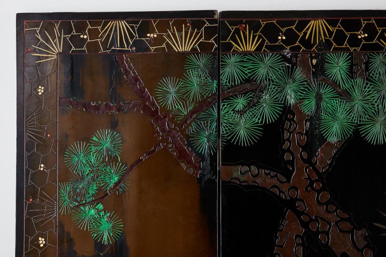 Chinese Export Six-Panel Lacquered Coromandel Screen For Sale 15