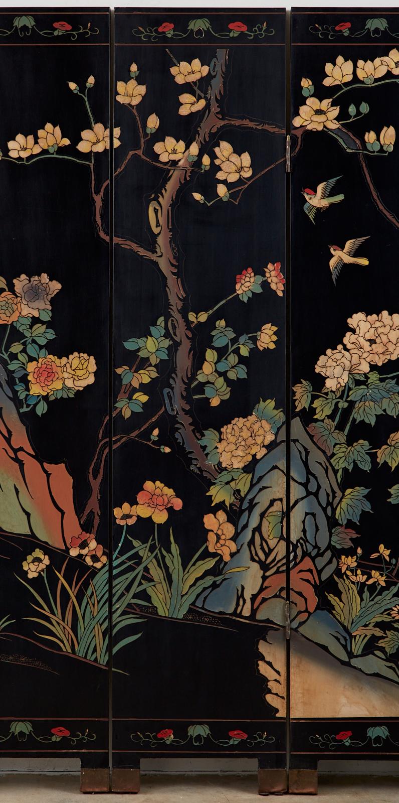 20th Century Chinese Export Six-Panel Lacquered Coromandel Screen