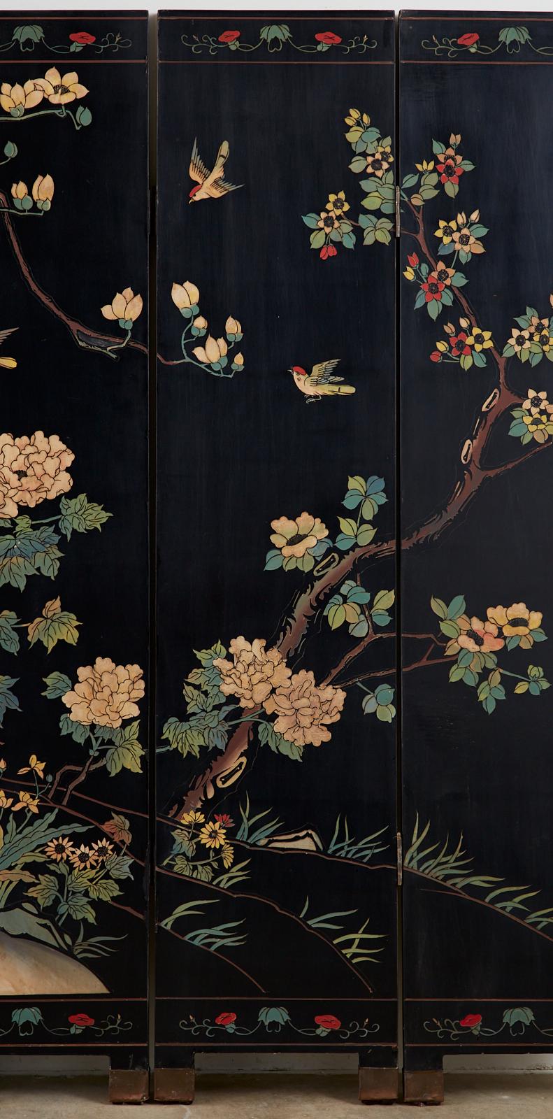 Chinese Export Six-Panel Lacquered Coromandel Screen 1