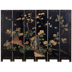 Chinese Export Six-Panel Lacquered Coromandel Screen