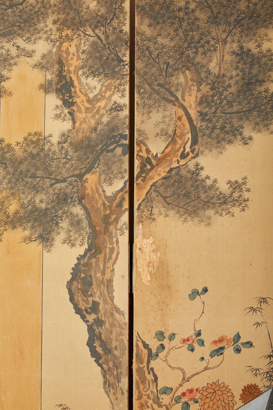 Chinese Export Six Panel Painted Wallpaper Screen 7