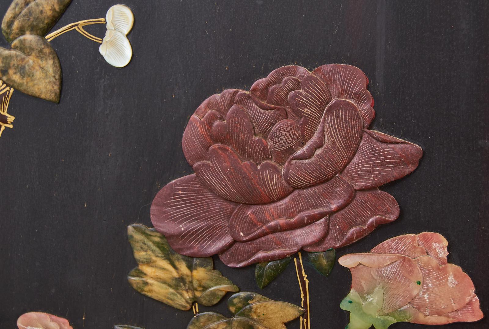 Chinese Export Six Panel Soapstone Flora and Fauna Coromandel Screen 10