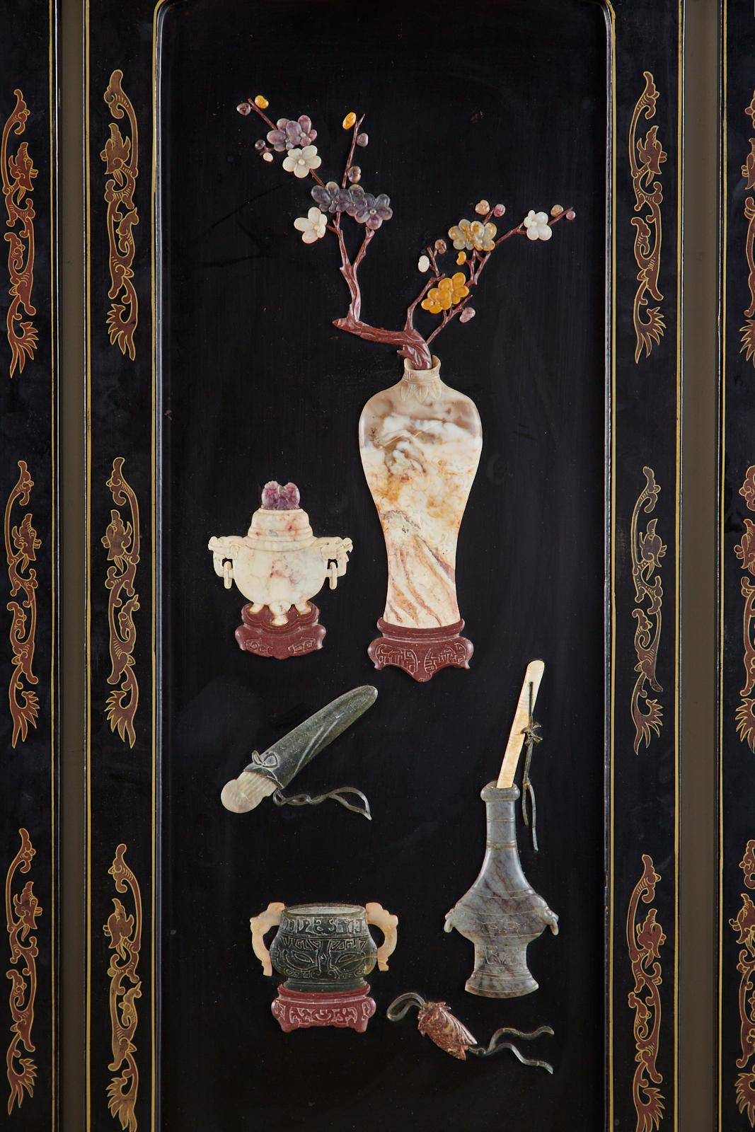 Chinese Export Six-Panel Soapstone Lacquered Coromandel Screen 8