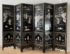 Chinese Export Six Panels Lacquered Screen