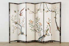 Chinese Export Soapstone White Lacquered Coromandel Screen