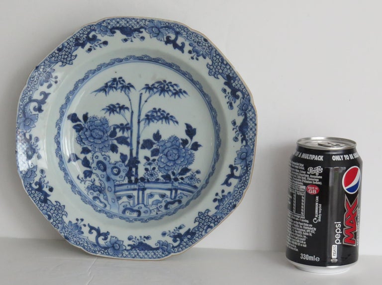 Chinese Export Soup or Deep Plate Canton Blue & White Porcelain, Qing circa 1770 For Sale 8