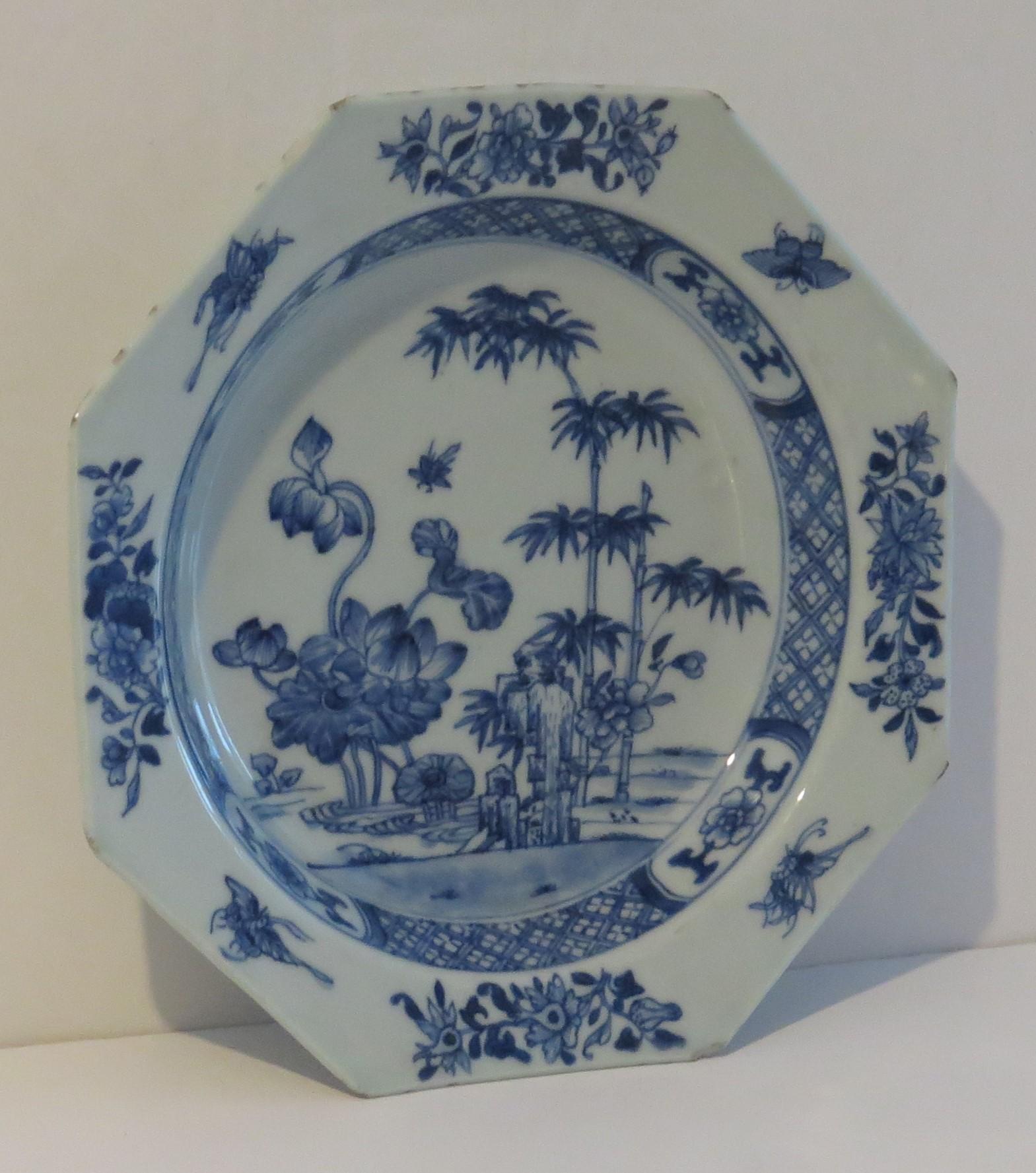 This is a very good Chinese porcelain Soup plate or deep plate made for the export (Canton) market, during the second half of the 18th century, Circa 1770.

The plate is octagonal in shape and well hand decorated in varying shades of cobalt blue,
