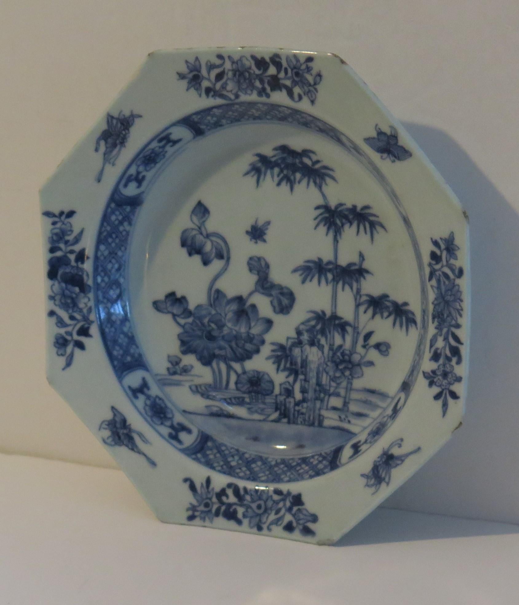 Hand-Painted Chinese Export Soup or Deep Plate Canton Blue & White Porcelain, Qing circa 1770