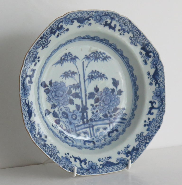 18th Century and Earlier Chinese Export Soup or Deep Plate Canton Blue & White Porcelain, Qing circa 1770 For Sale