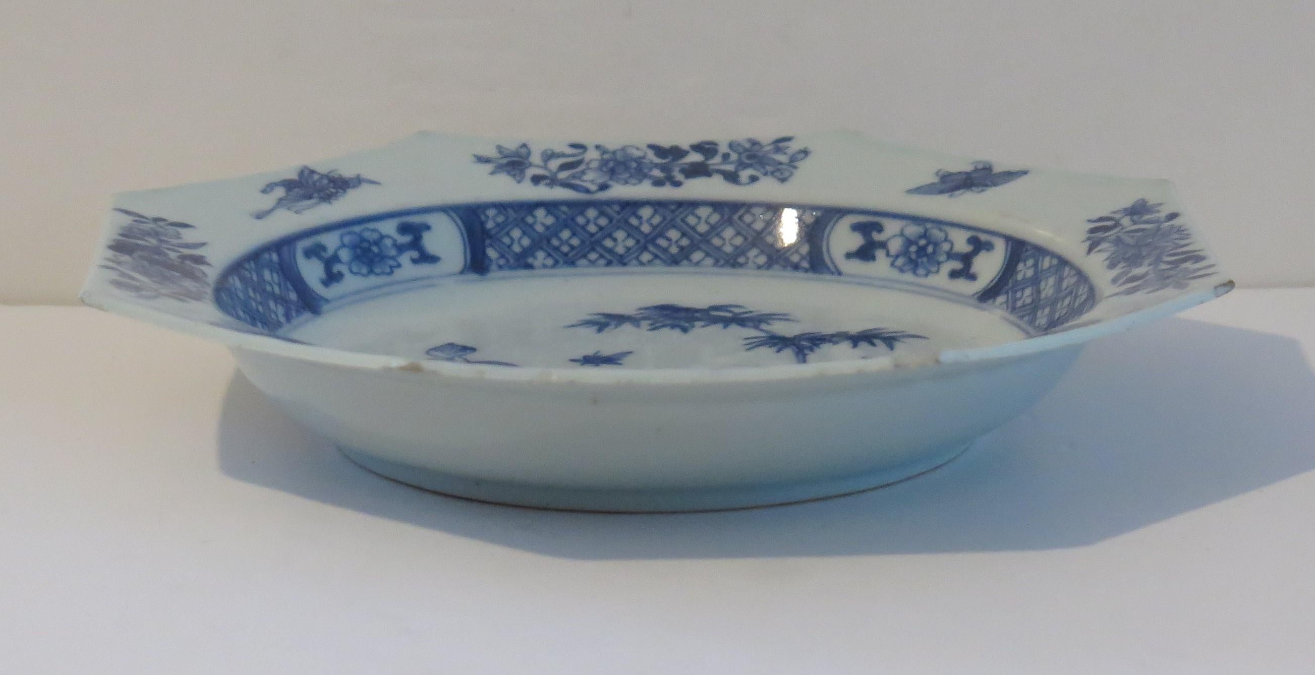 Chinese Export Soup or Deep Plate Canton Blue & White Porcelain, Qing circa 1770 2