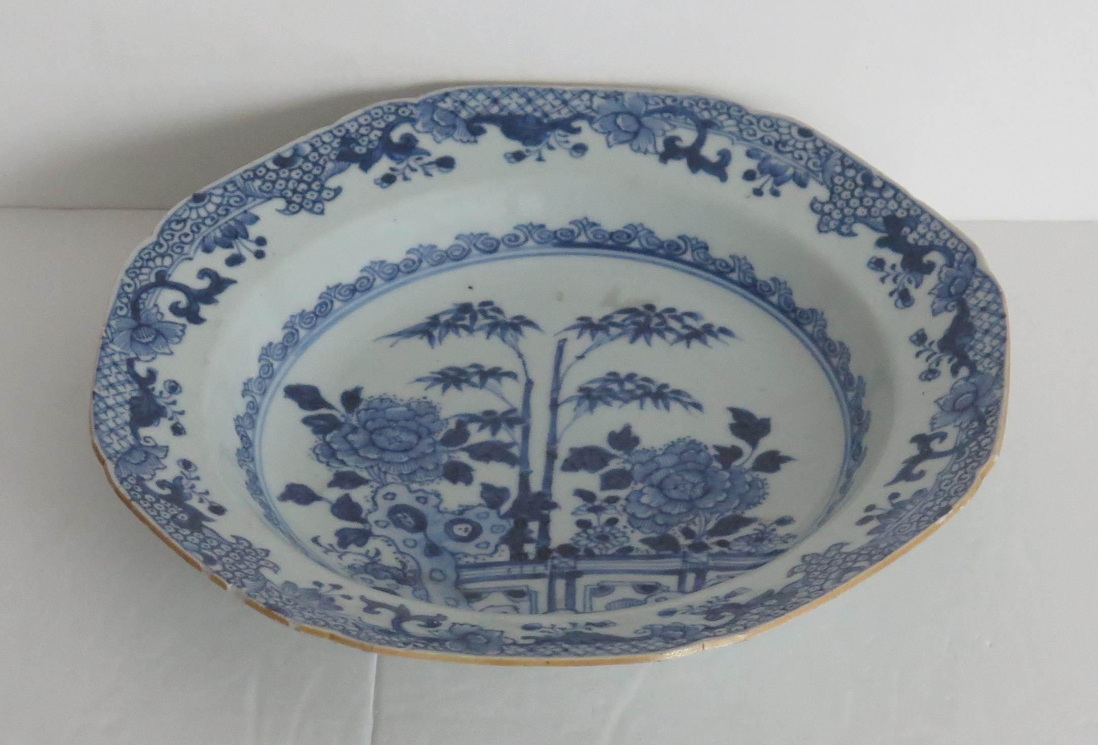 Chinese Export Soup or Deep Plate Canton Blue & White Porcelain, Qing circa 1770 2