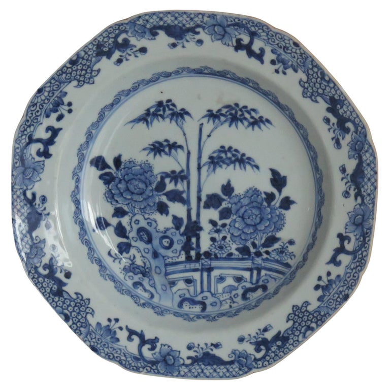 Chinese Export Soup or Deep Plate Canton Blue & White Porcelain, Qing circa 1770 For Sale