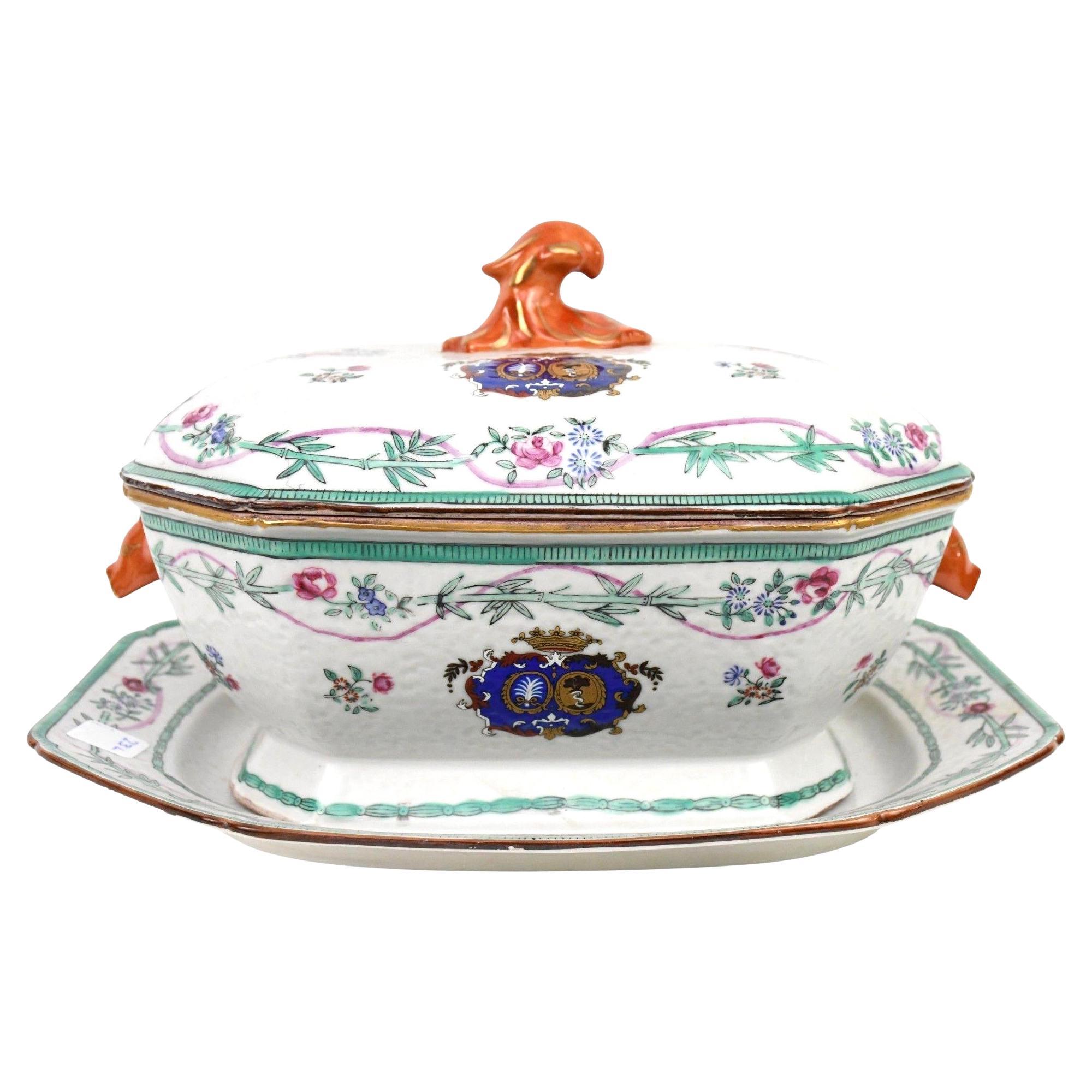 Chinese Export Soup Tureen with Cover and Underplate