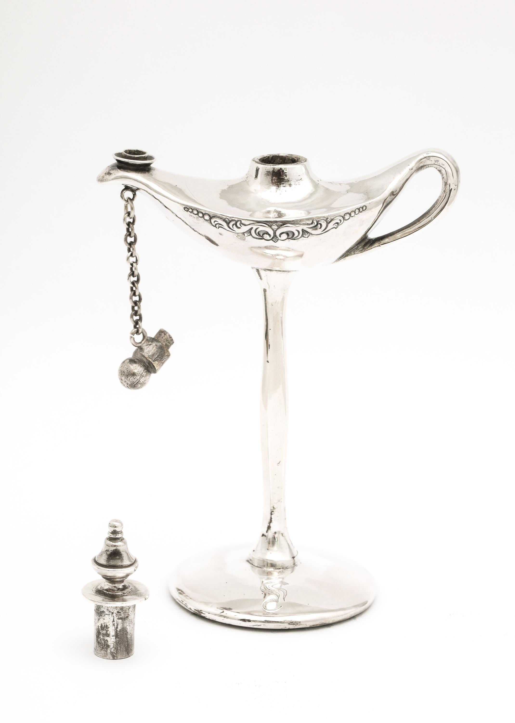 Chinese Export Sterling Silver Aladdin's Lamp, Form Table Lighter For Sale 4