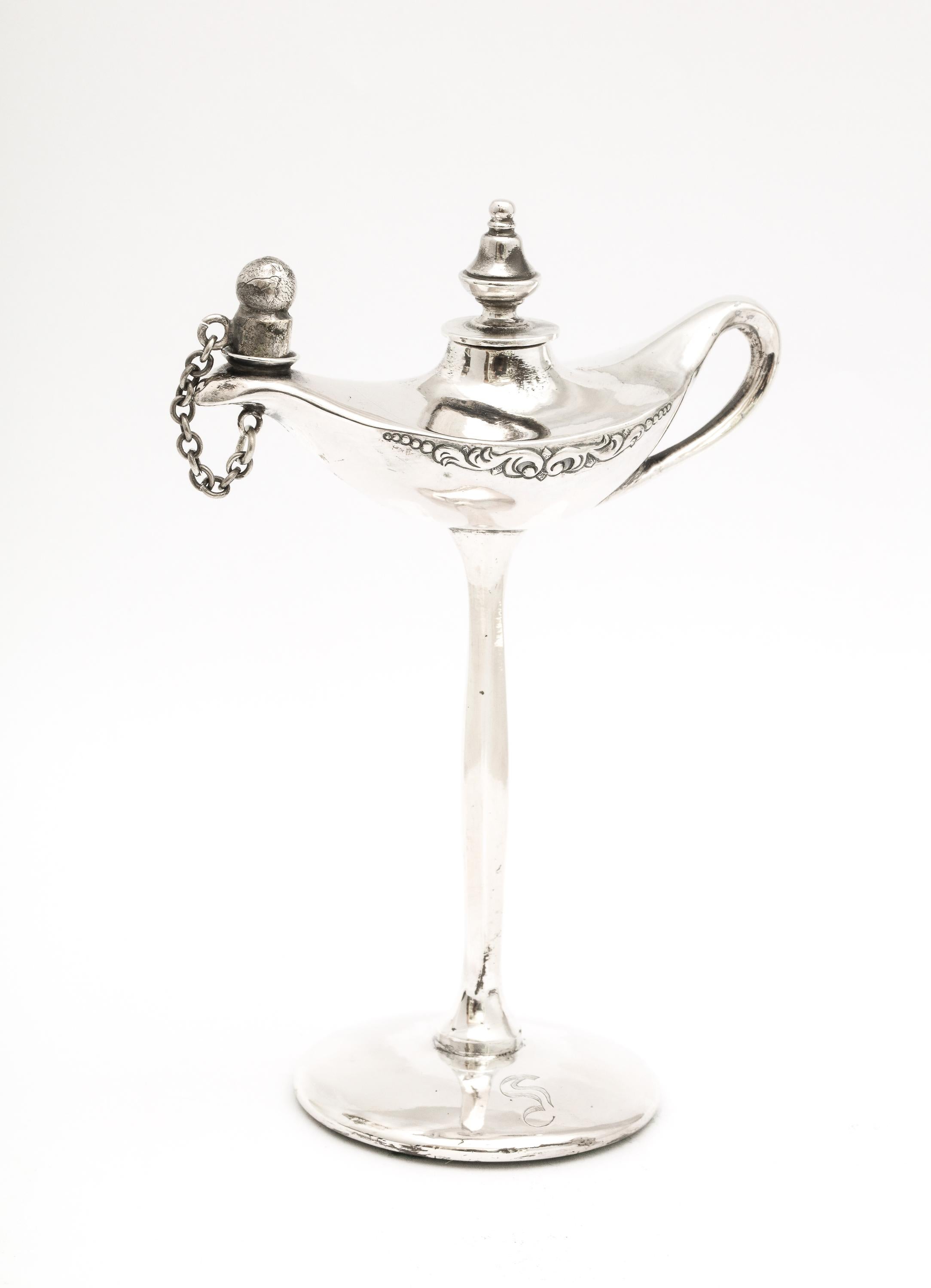 Chinese Export Sterling Silver Aladdin's Lamp, Form Table Lighter For Sale 1