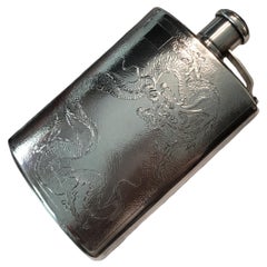 Chinese Export Sterling Silver Flask