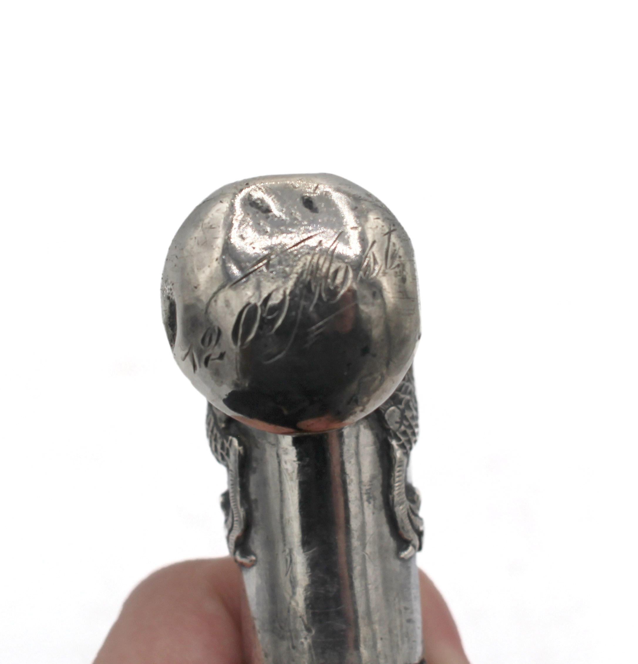 Cinese Manico di bastone da passeggio in argento sterling da esportazione cinese, circa 1900 in vendita