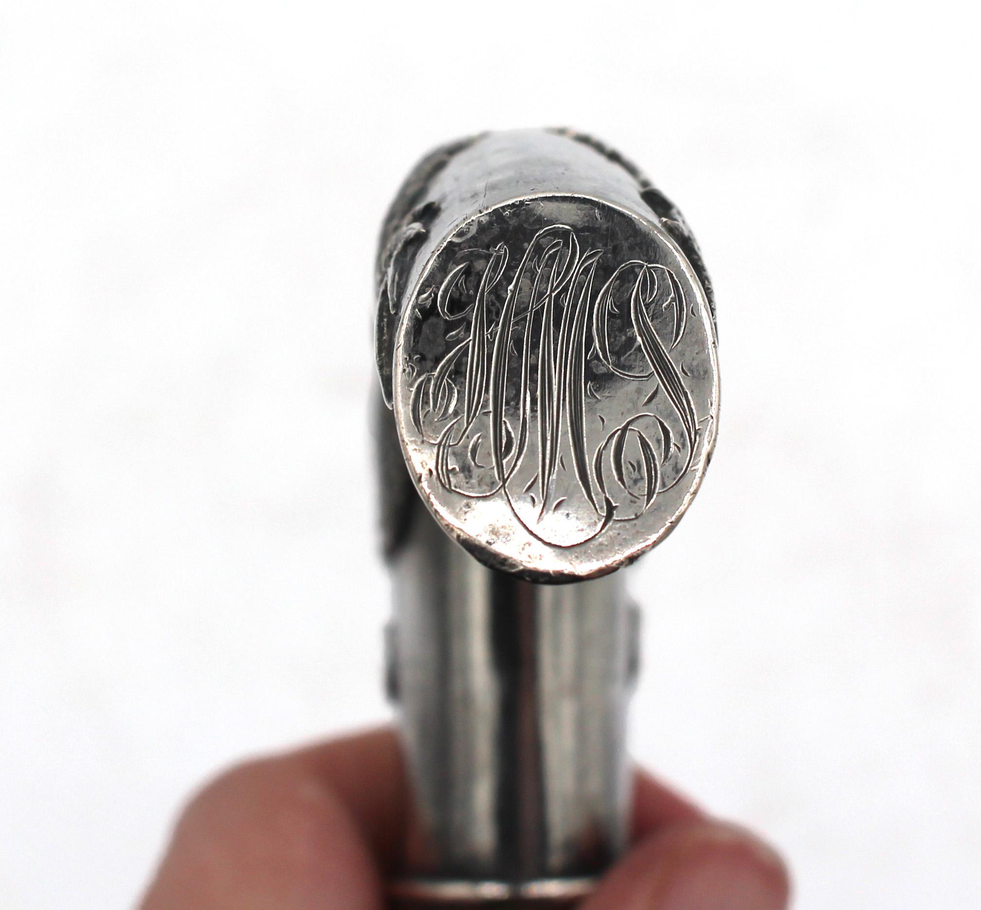 Manico di bastone da passeggio in argento sterling da esportazione cinese, circa 1900 In condizioni buone in vendita a Chapel Hill, NC