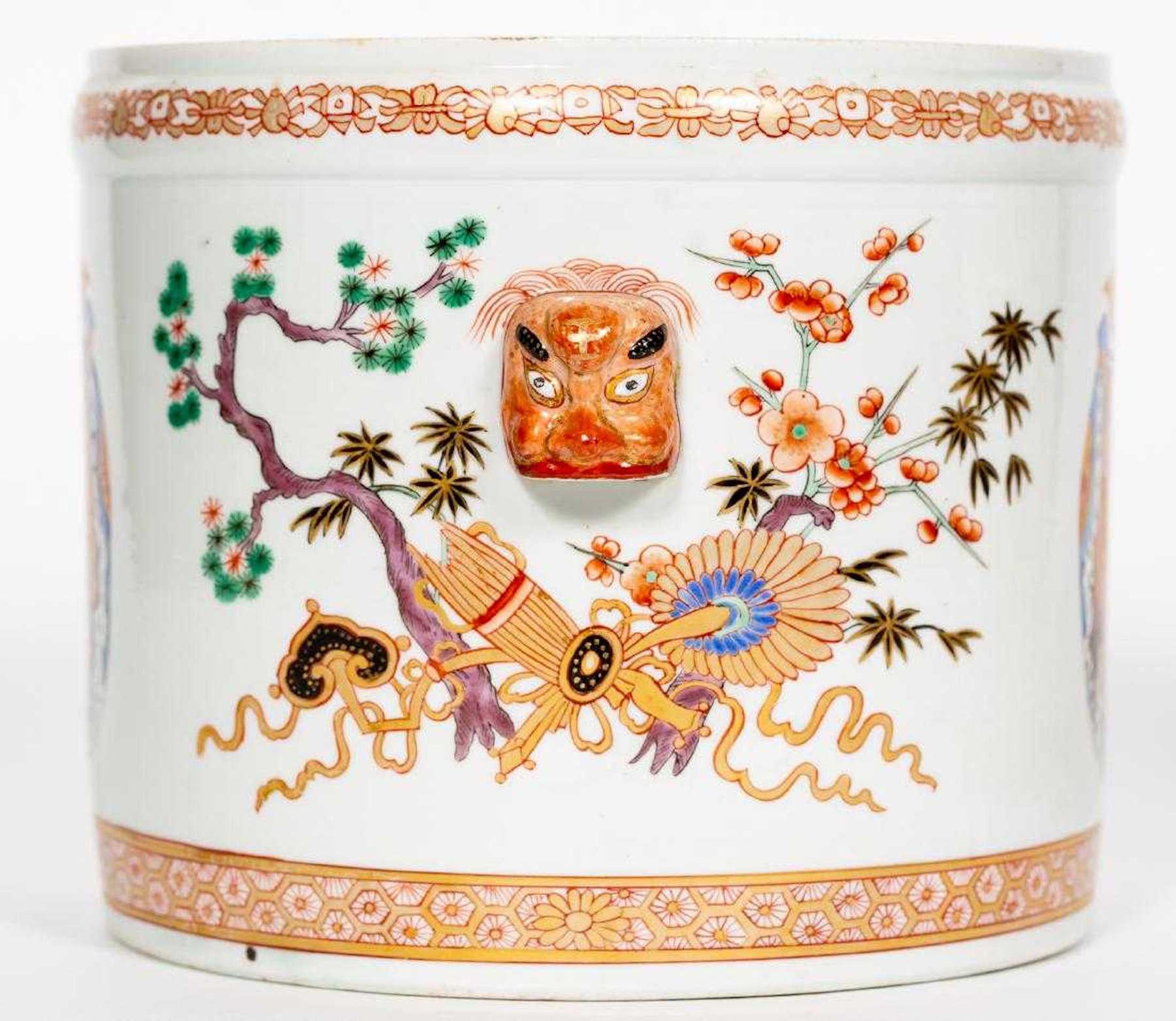 French Chinese Export Style Armorial Cachepots by Samson