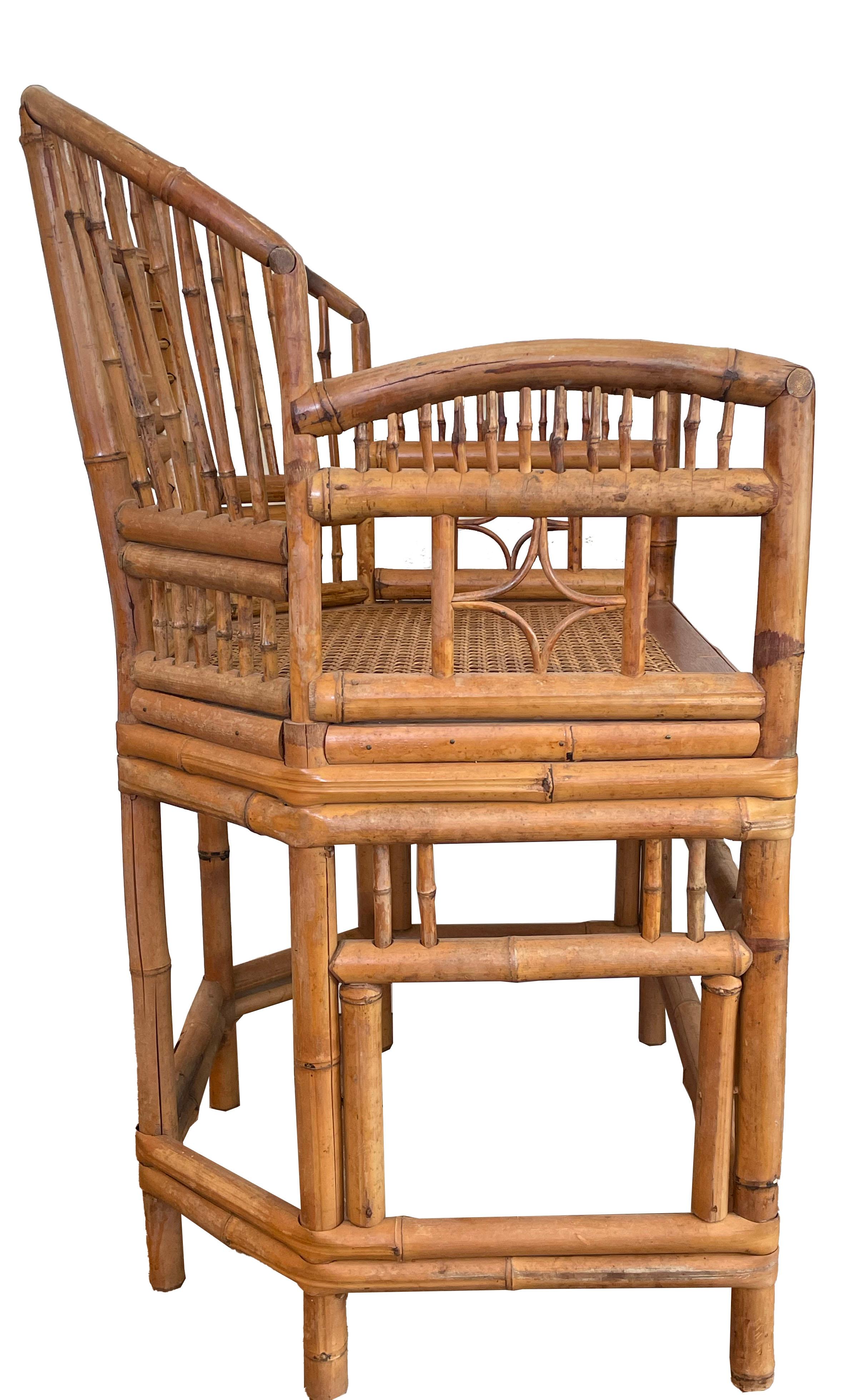 American Chinese Export Style Bamboo Armchairs, a Pair