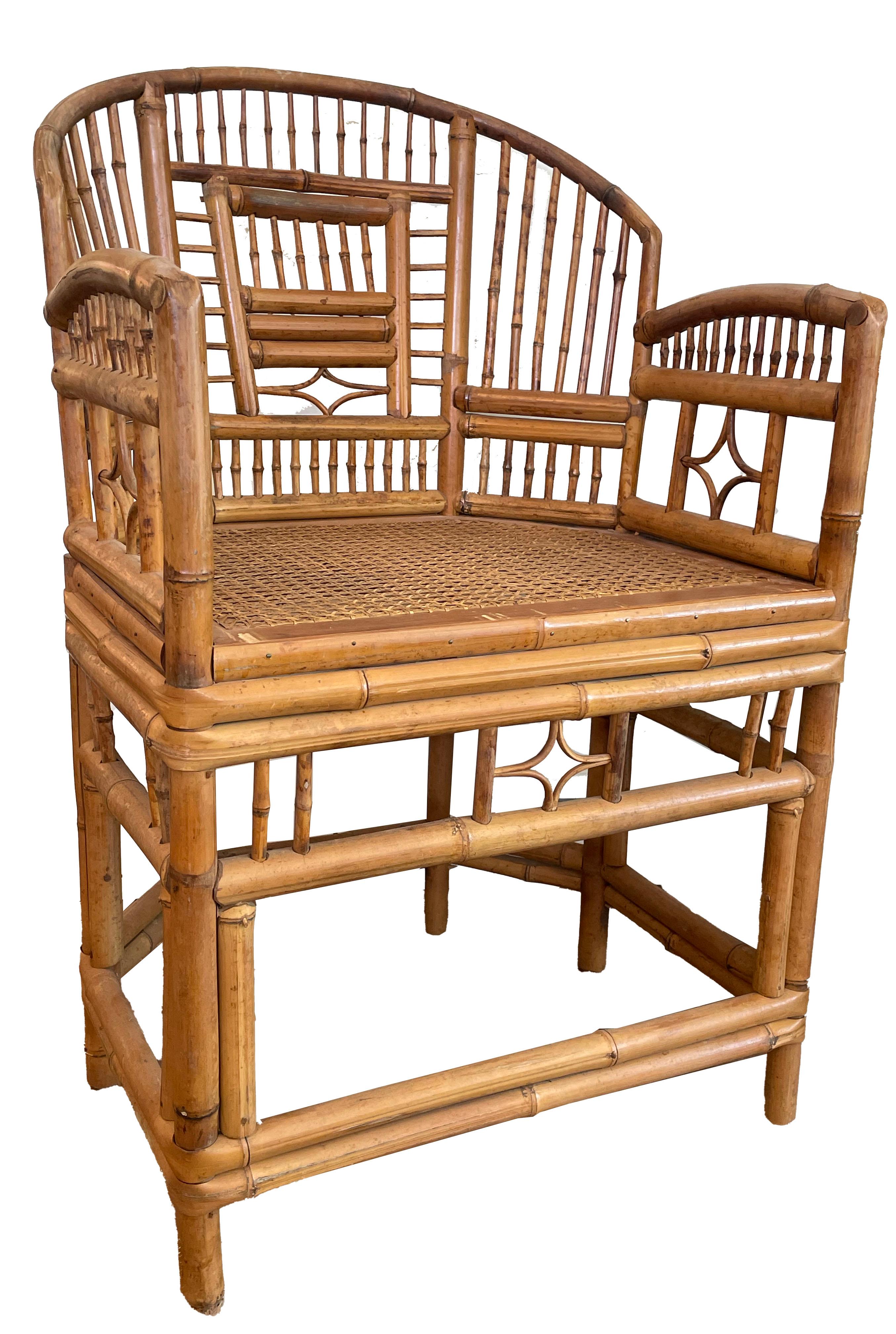 Chinese Export Style Bamboo Armchairs, a Pair In Good Condition In Wichita, KS