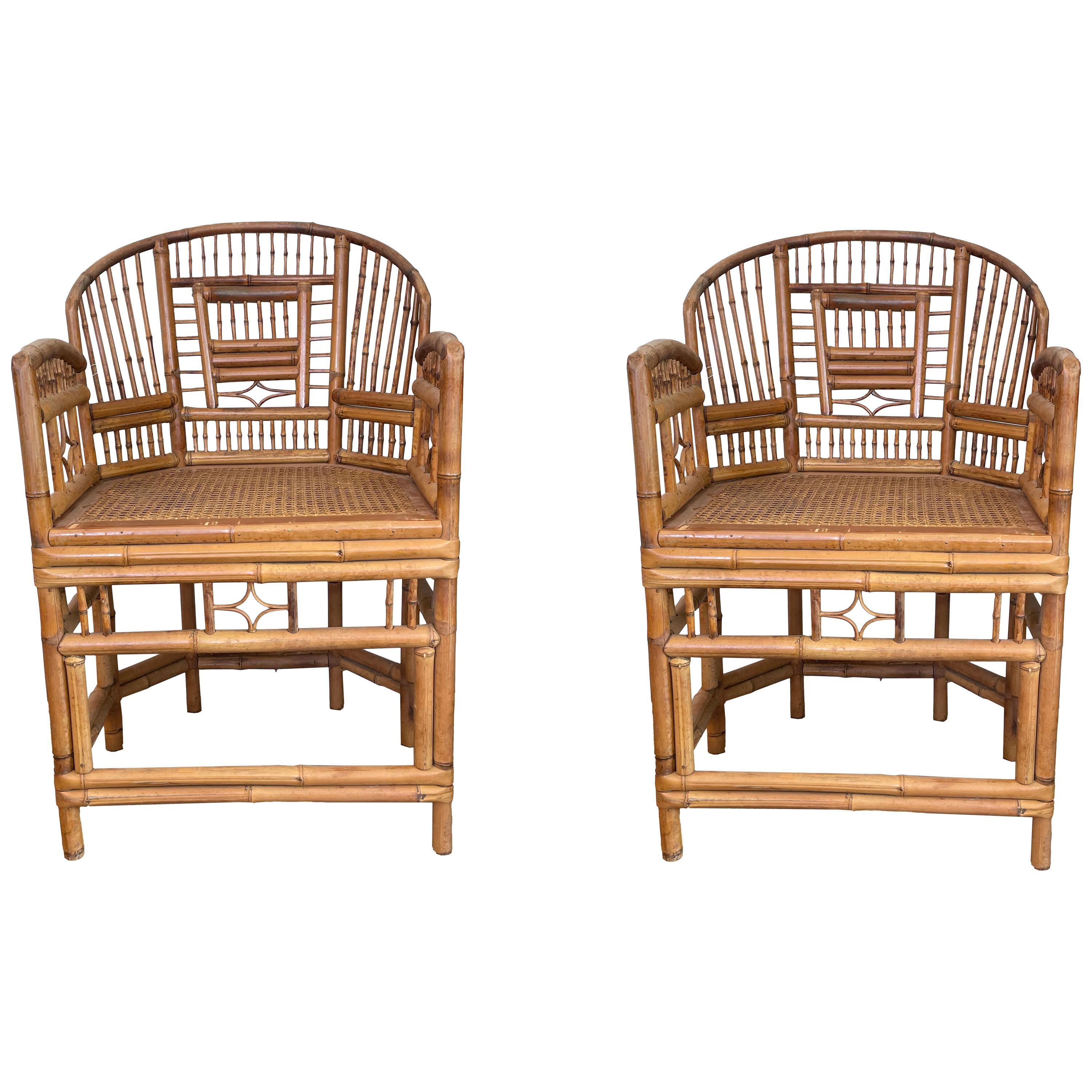 Chinese Export Style Bamboo Armchairs, a Pair