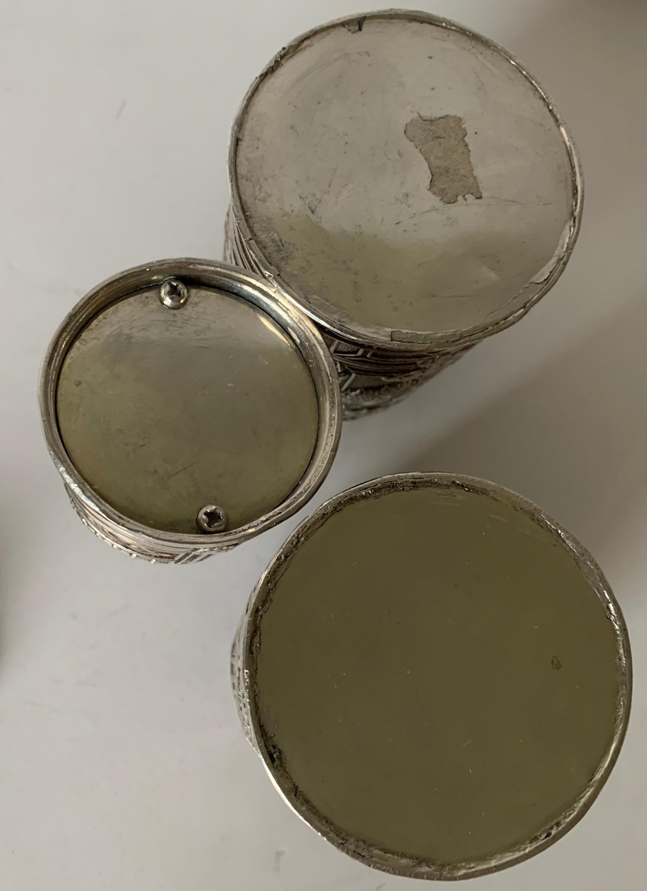 Chinese Export Style Silver 3 Piece Smoking Set and Tray 5