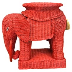 Chinese Export Style Wicker Elephant Side Table / Stool / Garden Seat