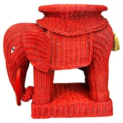 Chinese Export Style Wicker Elephant Side Table / Stool / Garden Seat
