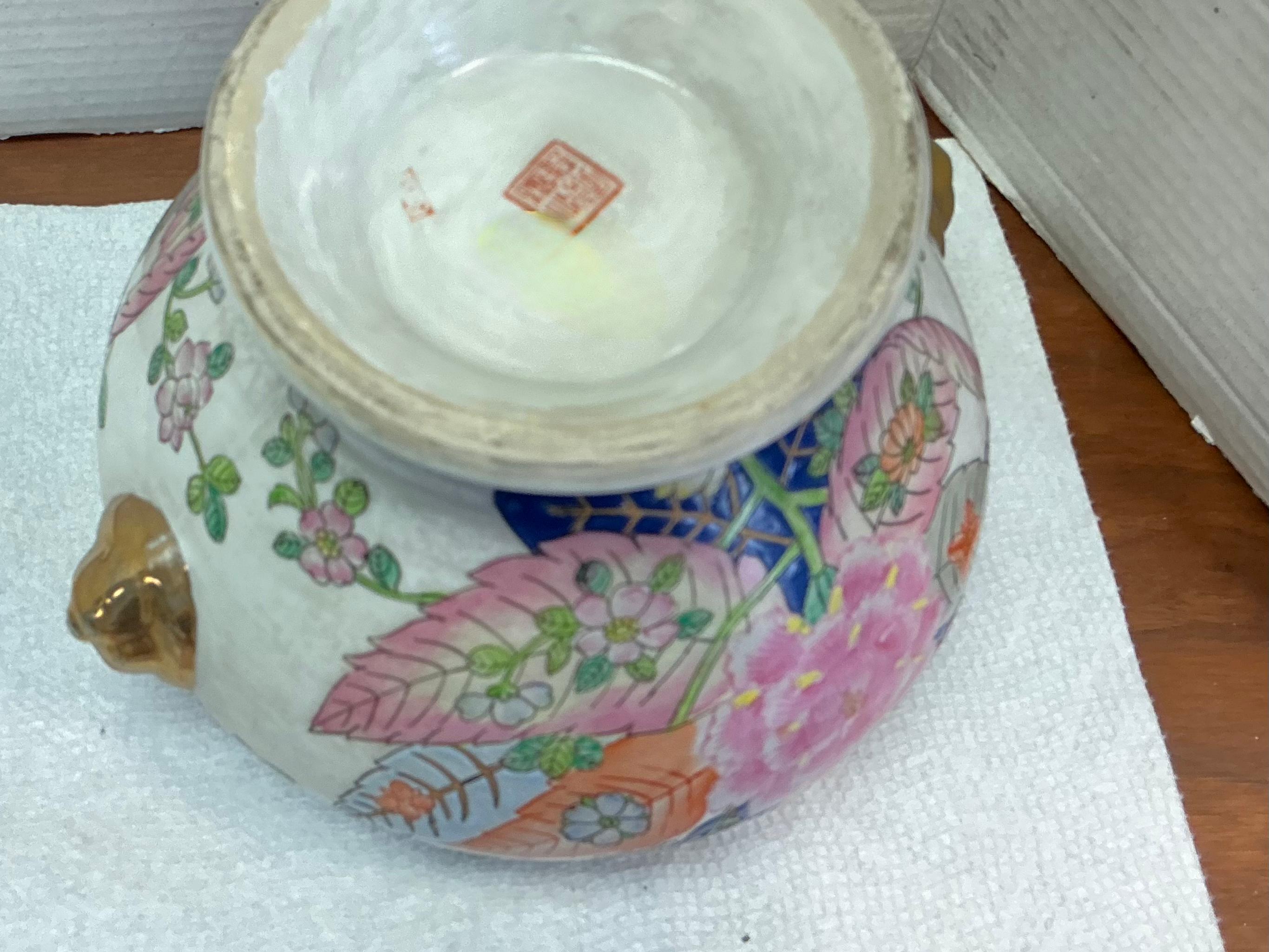 Soupière d'exportation chinoise en poterie à motif de feuilles de tabac Bon état - En vente à Kennesaw, GA