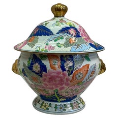 Chinesische Export-Tabak-Blatt-Muster-Keramik Holiday-Terrine