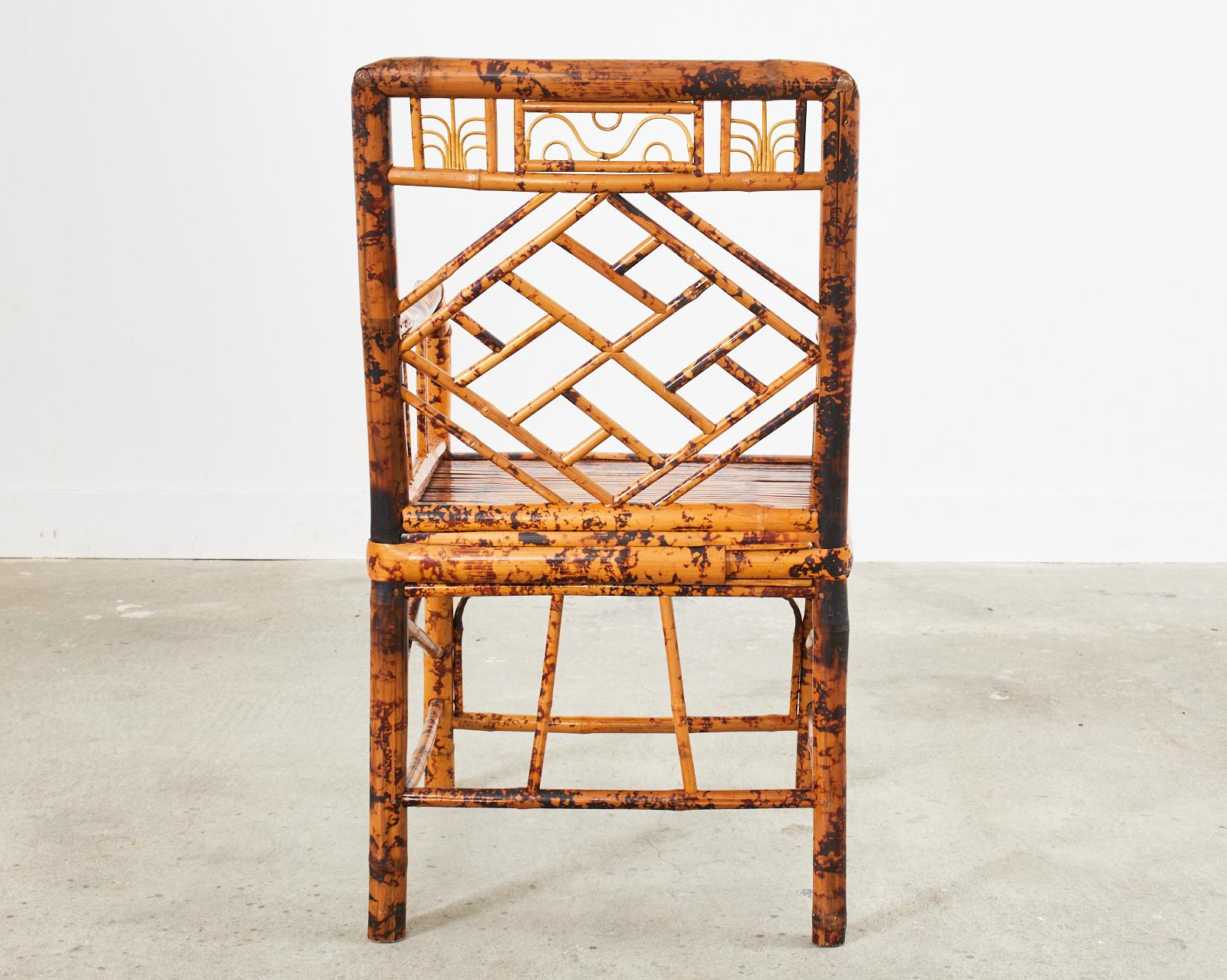 Chinese Export Tortoise Shell Bamboo Rattan Armchair 15