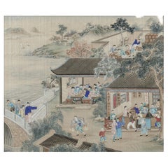 Chinese Export Trade Painting Depicting ‘the Tea Shop', Chinoiserie Chique