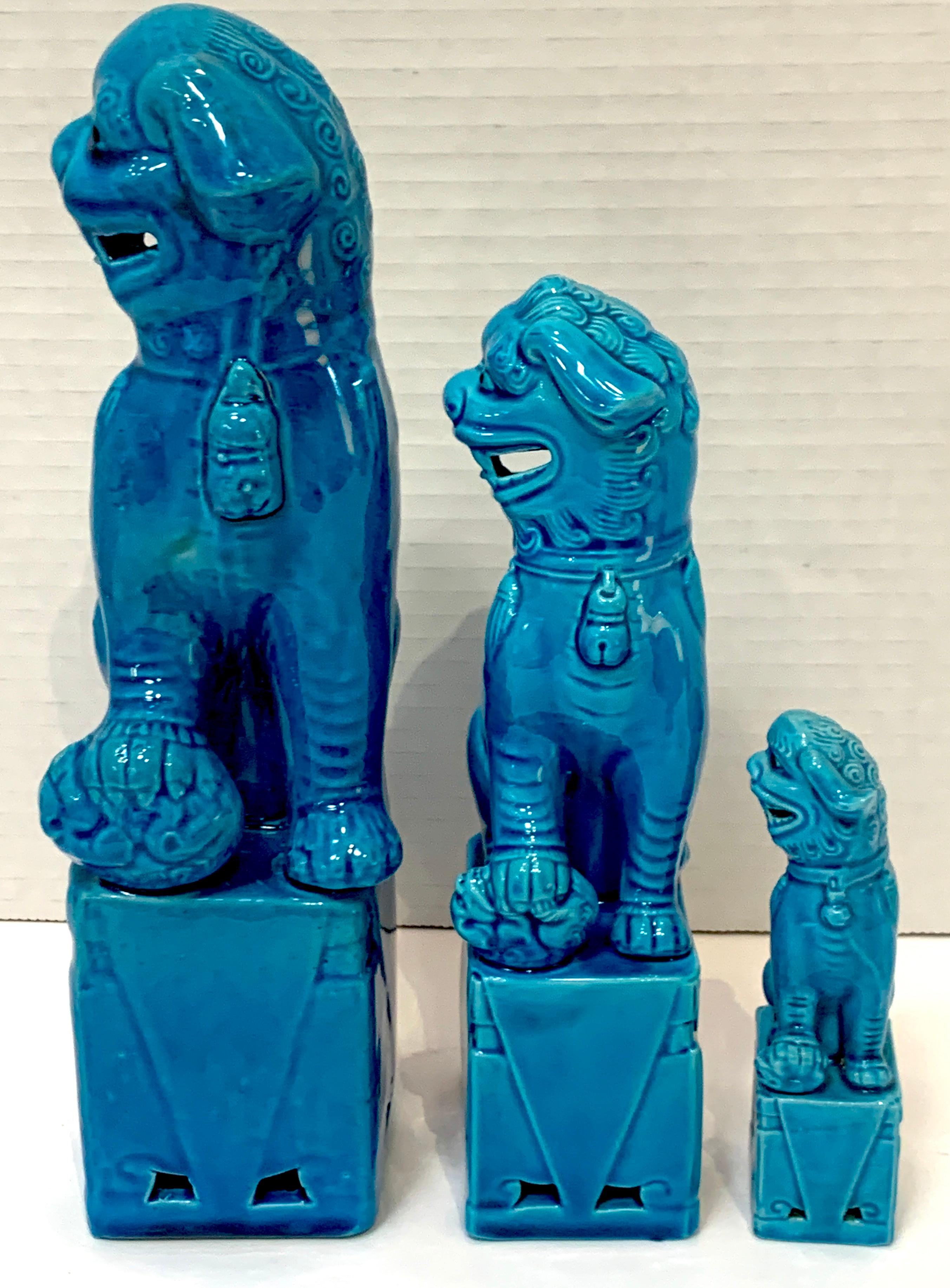 Chinese Export Turquoise Foo Dogs, A Collection 3
