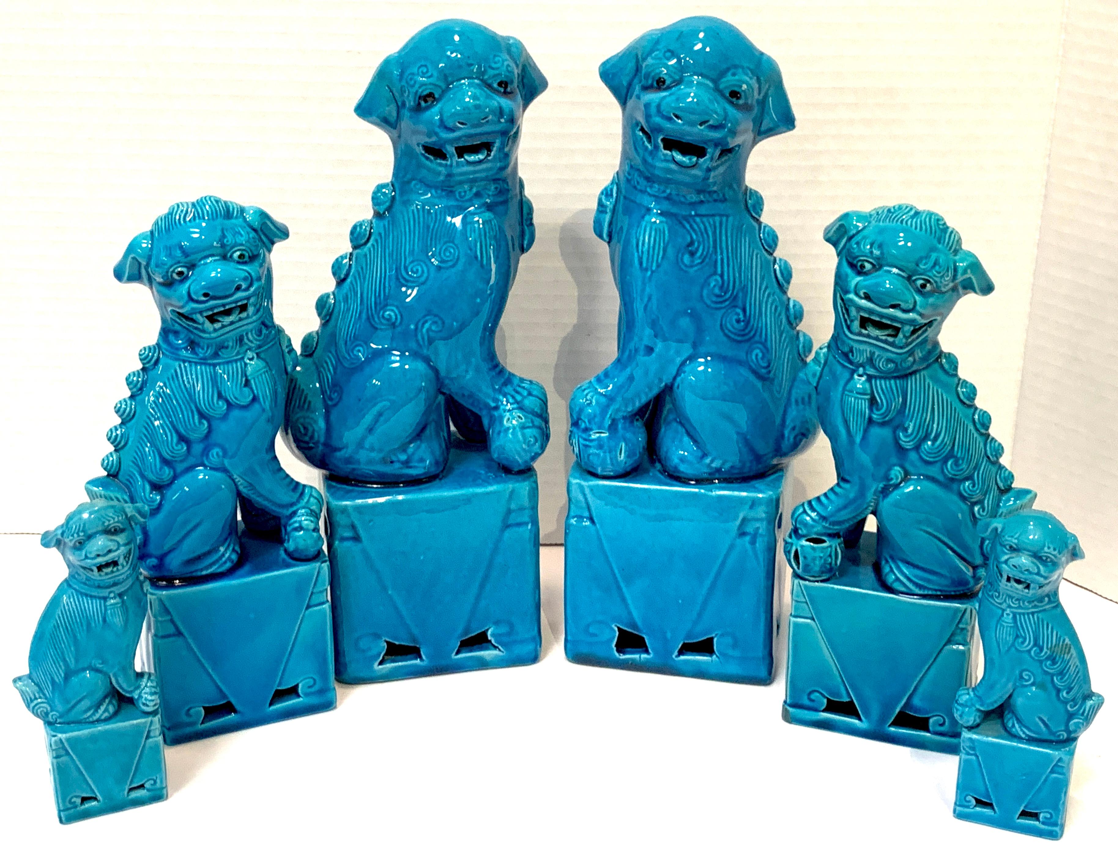 Chinese Export Turquoise Foo Dogs, A Collection In Good Condition In West Palm Beach, FL
