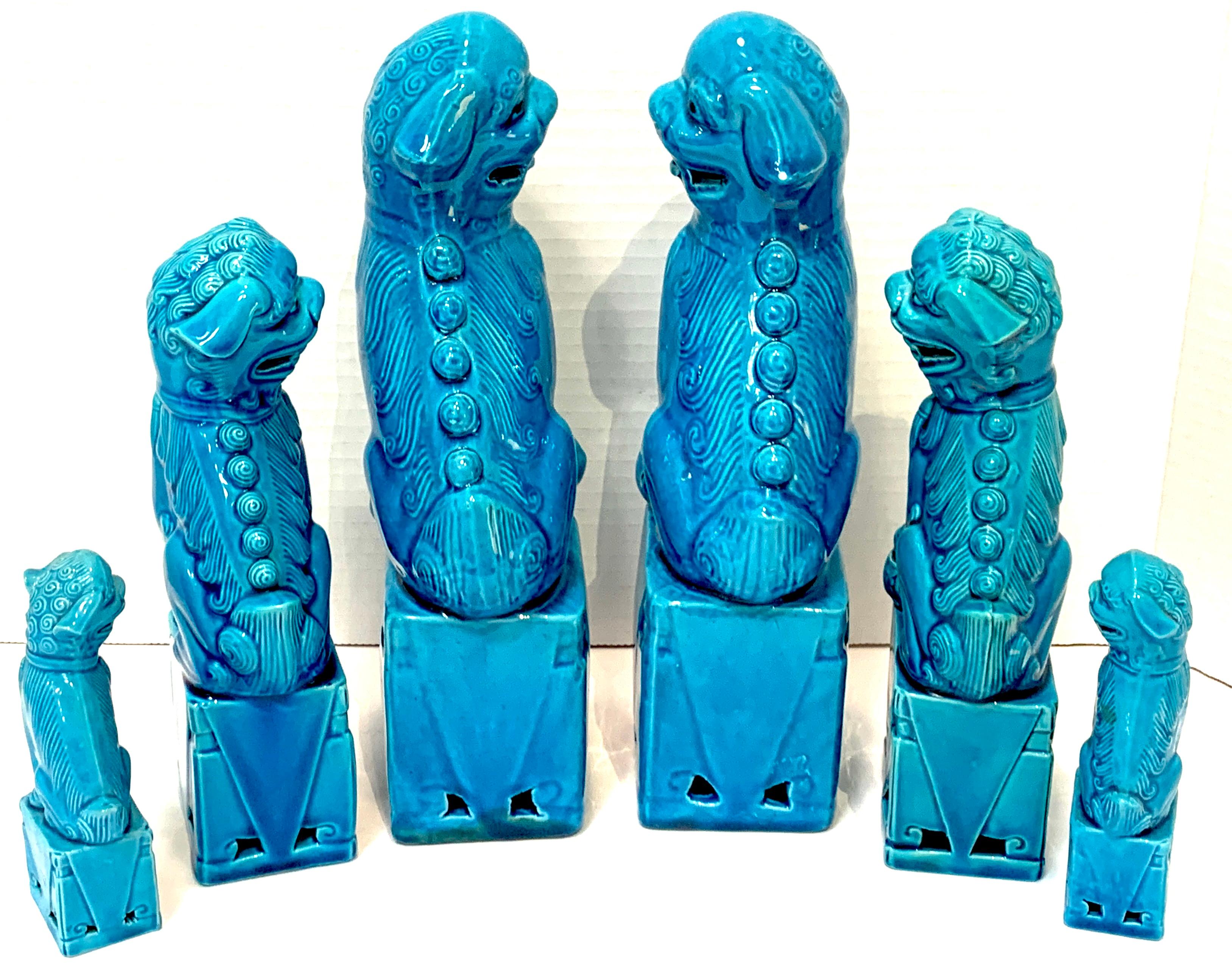 Porcelain Chinese Export Turquoise Foo Dogs, A Collection