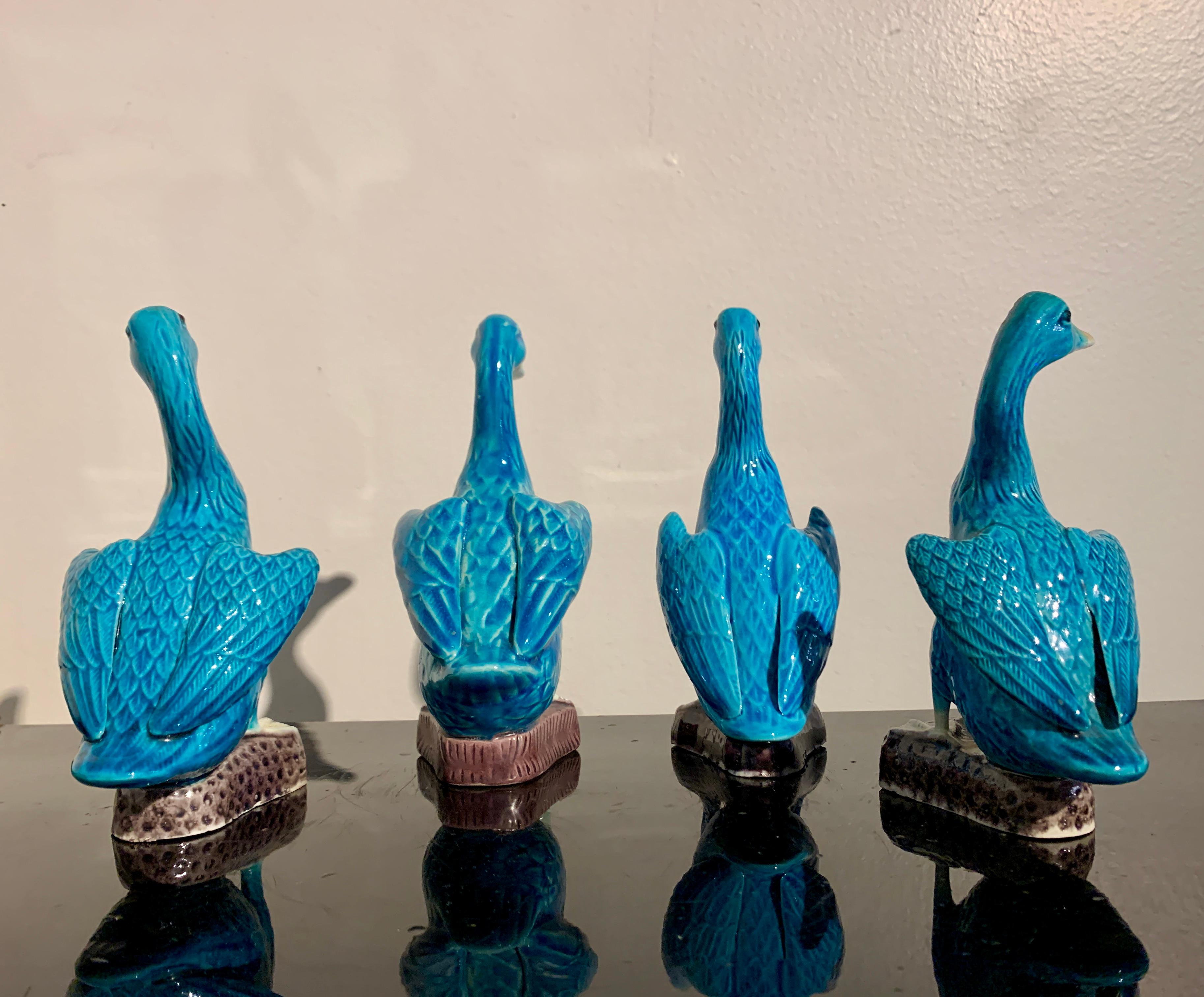Chinese Export Turquoise Glazed Ducks, Flock of 8, 1970's, China and Hong Kong For Sale 3