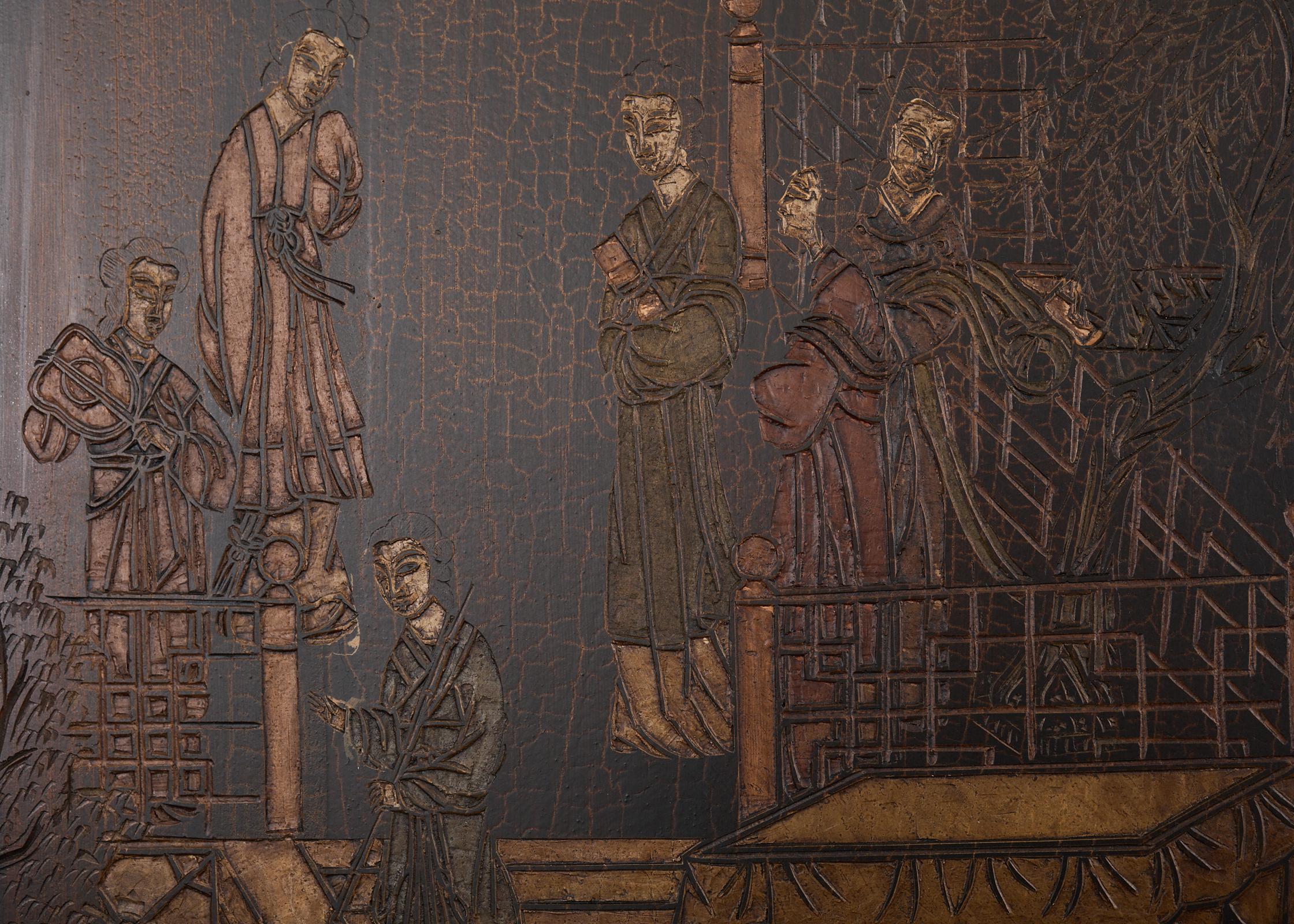 Chinese Export Twelve Panel Coromandel Screen Han Palace 9
