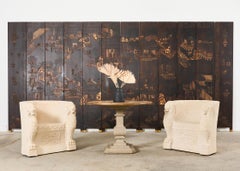 Chinese Export Twelve Panel Coromandel Screen Han Palace