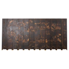 Chinese Export Twelve Panel Coromandel Screen Han Palace