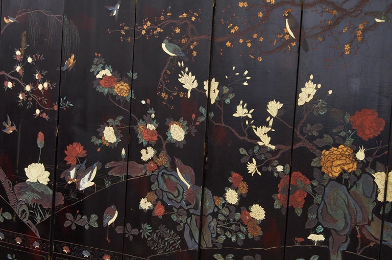 Chinese Export Twelve Panel Coromandel Screen Spring in Han Palace For Sale 14