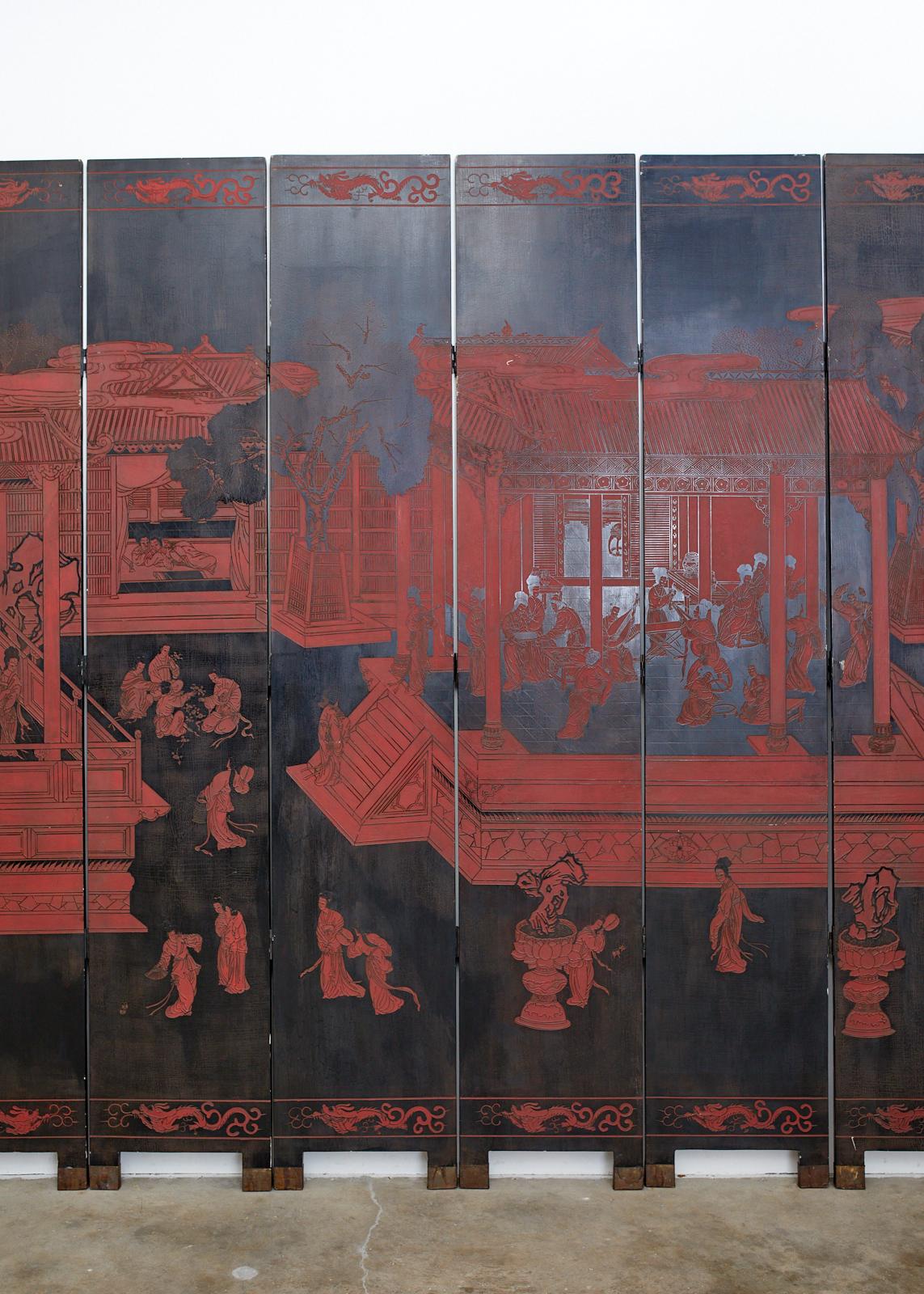 Chinese Export Twelve Panel Coromandel Style Screen For Sale 2