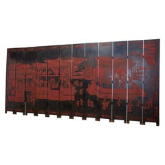 Chinese Export Twelve Panel Coromandel Style Screen