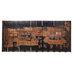 Chinese Export Twelve-Panel Lacquered Coromandel Screen